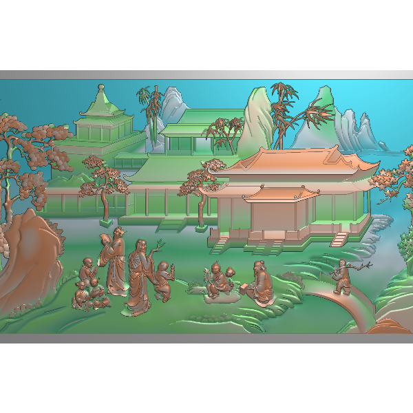 山水人物1 精雕图
