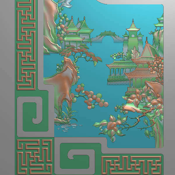 山水侧边1  精雕图