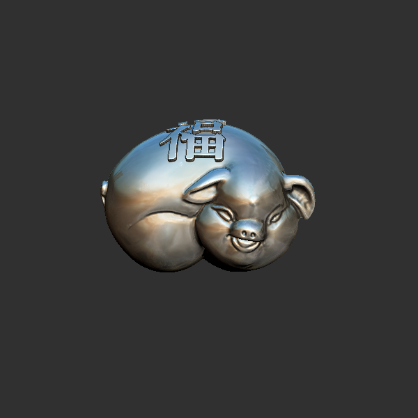 福猪 圆雕立体 雕刻打印文件
