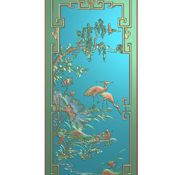 鹤带框精雕图A48