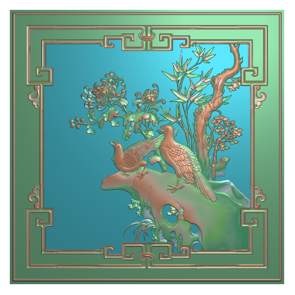  菊花鸟精雕图A32