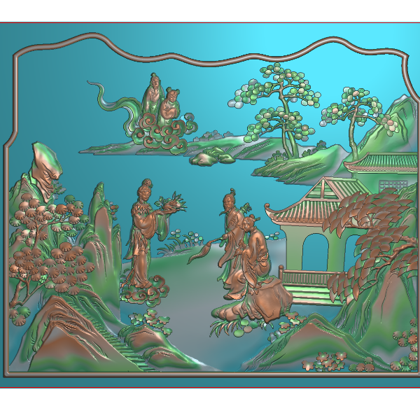 人物山水精雕图A21