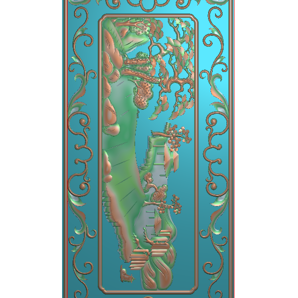 山水带框精雕图A19