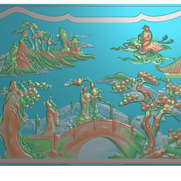 山水人物精雕图A18