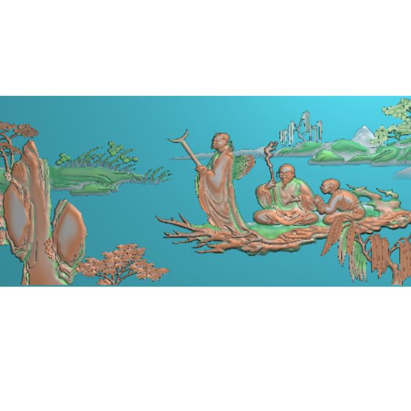 山水人物精雕图A14