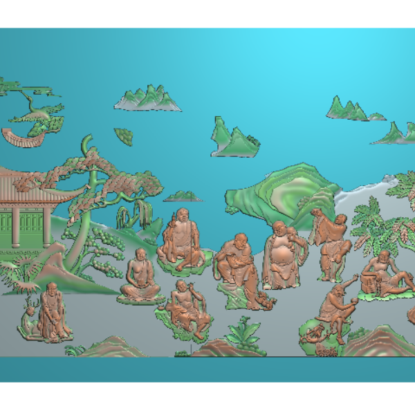 山水人物精雕图A12