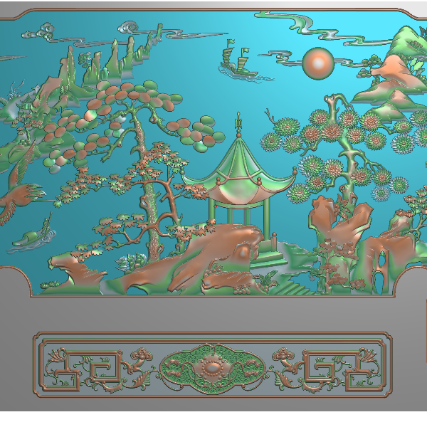 大床中花板精雕图