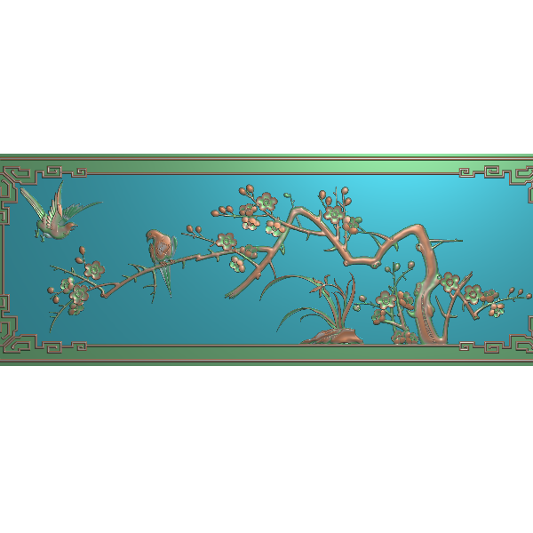 花鸟床板精雕图
