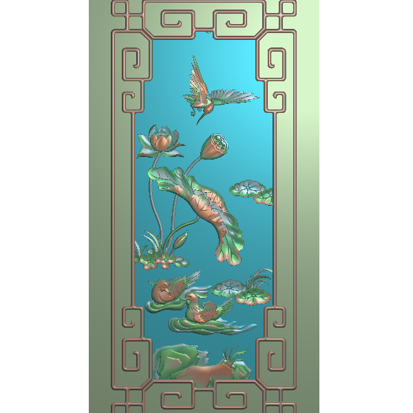 荷花4精雕图