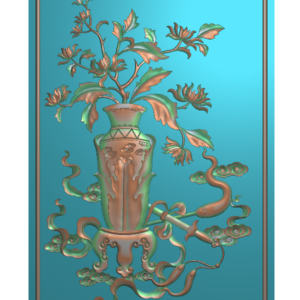 花瓶菊花精雕图