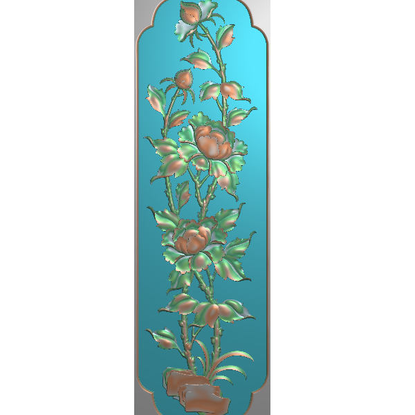 牡丹花门花精雕图