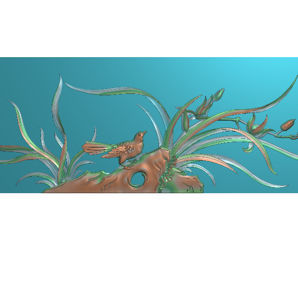 兰花鸟1精雕图