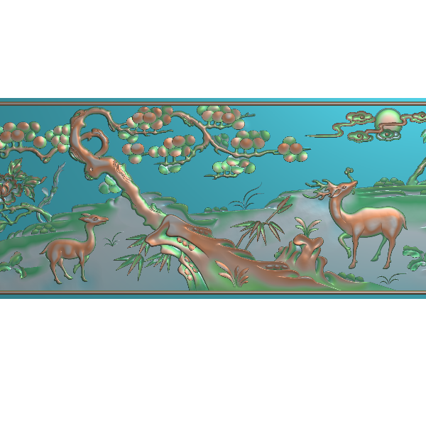 梅花鹿精雕图