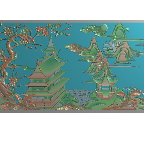 山水衣柜下花板精雕图