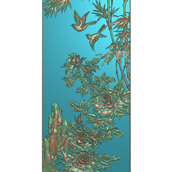 四花开 精雕图