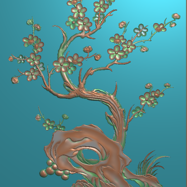 四季花梅花精雕图