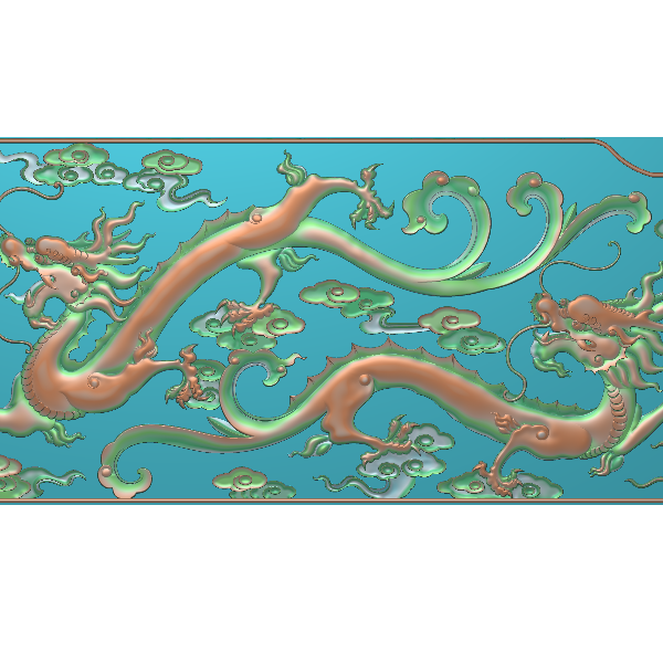 草龙罗汉大床精雕图