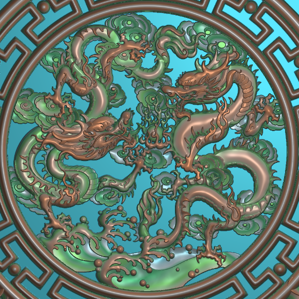 双龙戏珠精雕图