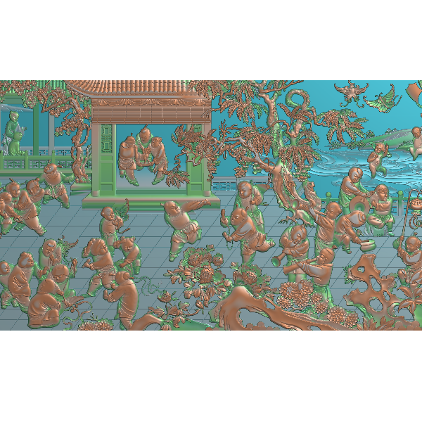 百子图精雕图