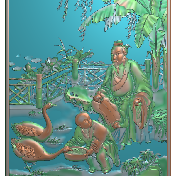 羲之饲鹅精雕图