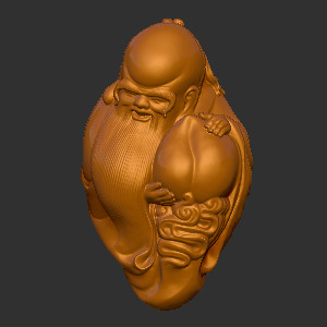 木雕核雕寿星立体圆雕图3D打印文件