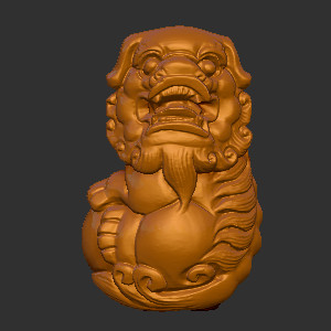 木雕狮子把件立体圆雕图3D打印文件