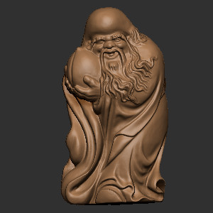  木雕石雕寿星02立体圆雕图3D打印文件