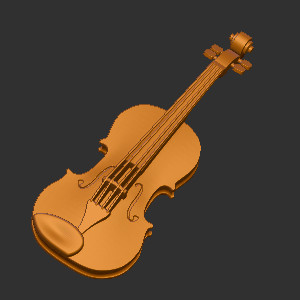  木雕石雕小提琴立体圆雕图3D打印文件