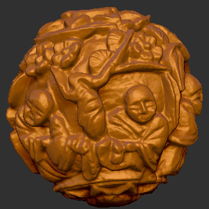  木雕石雕核桃01立体圆雕图3D打印文件