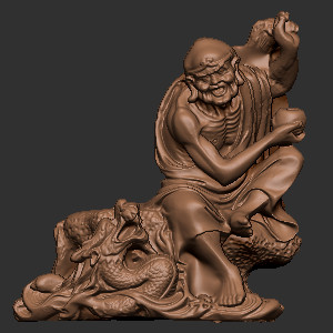  木雕石雕十八罗汉12立体圆雕图3D打印文件