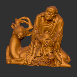  木雕石雕十八罗汉15立体圆雕图3D打印文件