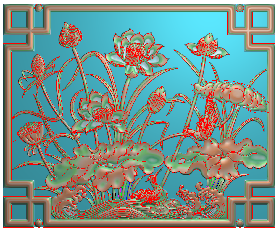 荷花42经雕浮雕灰度图