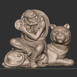  木雕石雕十八罗汉16立体圆雕图3D打印文件