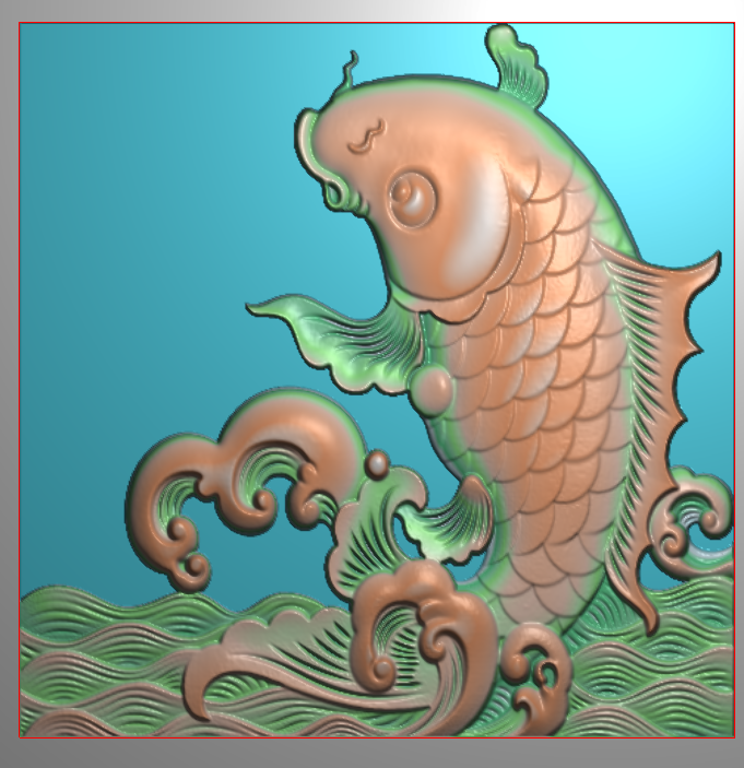 鱼精雕浮雕灰度图