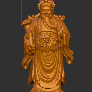 木雕核雕摆件财神87立体圆雕图3D打印文件