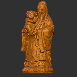 木雕核雕摆件财神88立体圆雕图3D打印文件