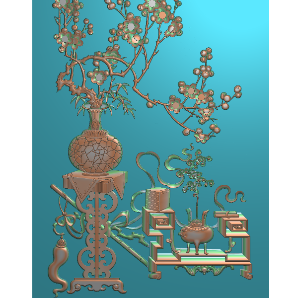 瓶中花精雕图A94