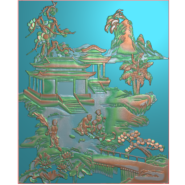 山水精雕图A80