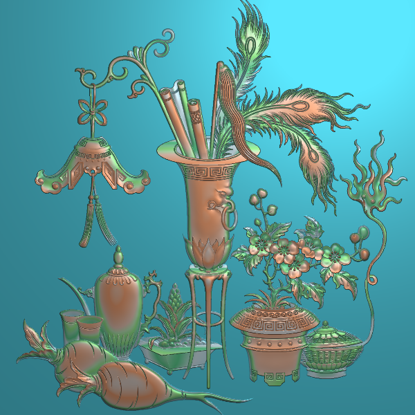 花瓶精雕图A62
